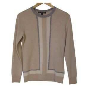 Brooks Brothers 346 Pure Cashmere Sweater Women's Small Beige Long Sleeve Top